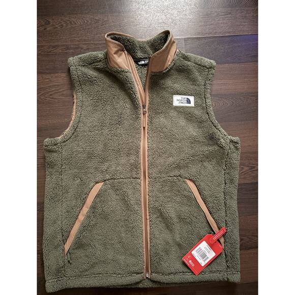 North Face Vest Jacket Mens XL Olive Sherpa Fleece Campshire Full Zip Outdoor - Picture 1 of 7